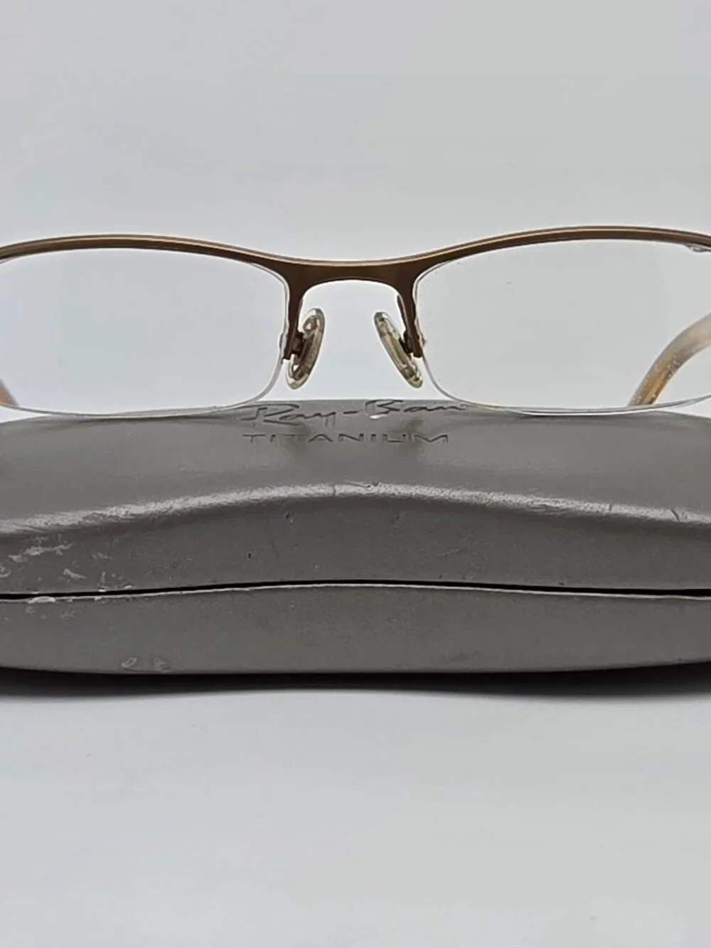 Ray-Ban RB8612 1065 Gold Sand Titanium Semi Rimless Eyeglasses Frame w Case 50mm